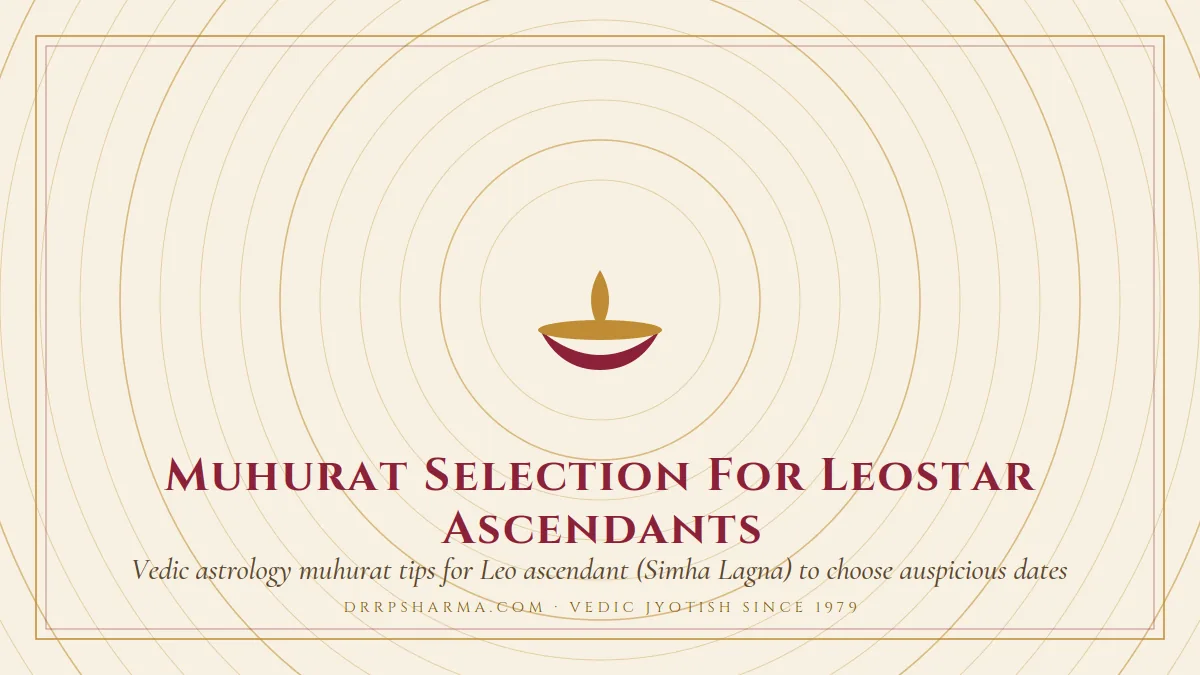 Muhurat Selection For Leostar Ascendants — a lit diya lamp motif on a parchment plate