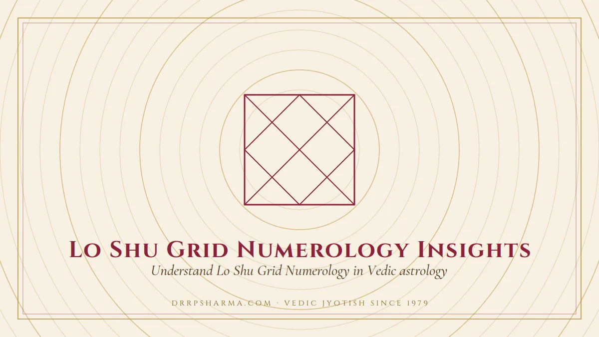 Lo Shu Grid Numerology Insights — a Vedic birth-chart (kundli) diagram motif on a parchment plate
