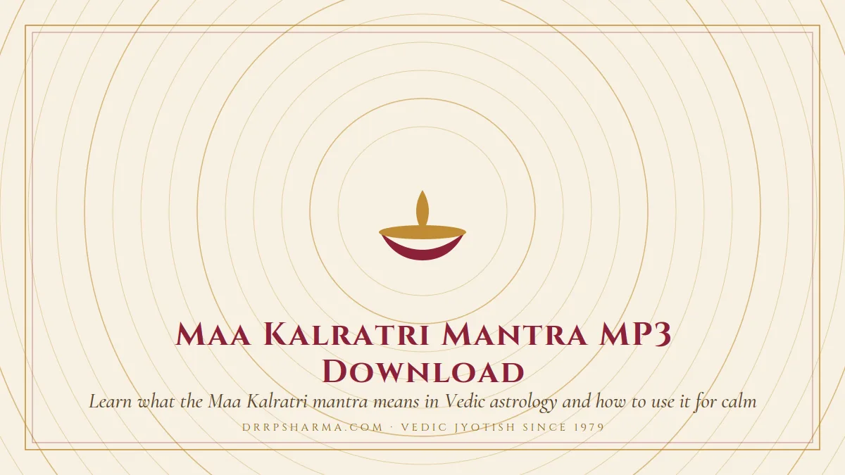Maa Kalratri Mantra MP3 Download — a lit diya lamp motif on a parchment plate