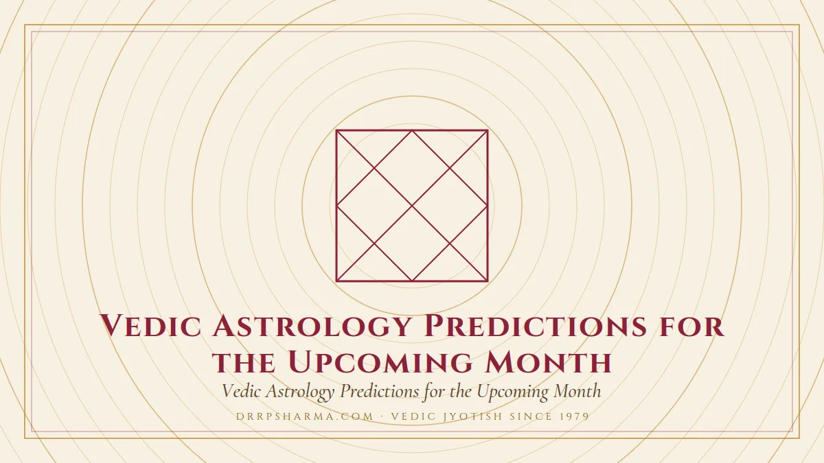 Vedic Astrology Predictions for the Upcoming Month — a Vedic birth-chart (kundli) diagram motif on a parchment plate