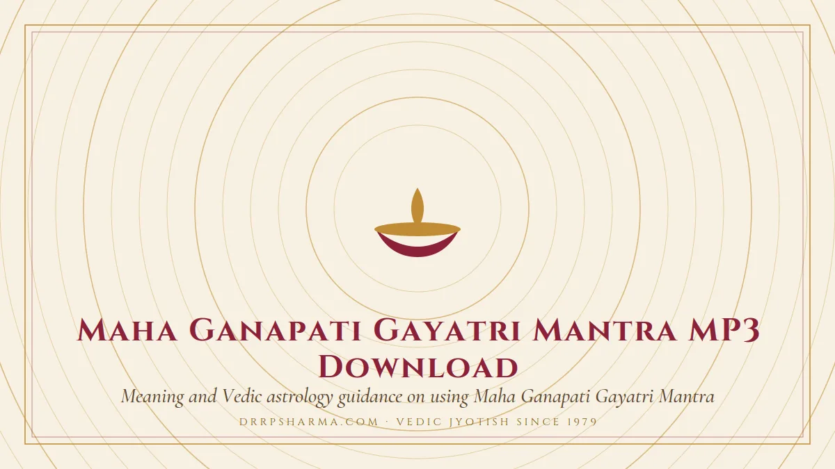 Maha Ganapati Gayatri Mantra MP3 Download — a lit diya lamp motif on a parchment plate