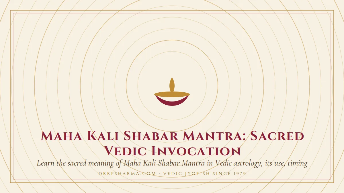 Maha Kali Shabar Mantra: Sacred Vedic Invocation — a lit diya lamp motif on a parchment plate