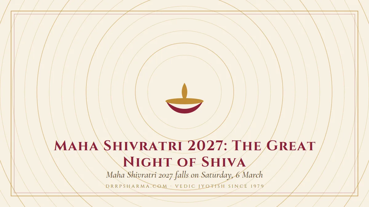 Maha Shivratri 2027: The Great Night of Shiva — a lit diya lamp motif on a parchment plate