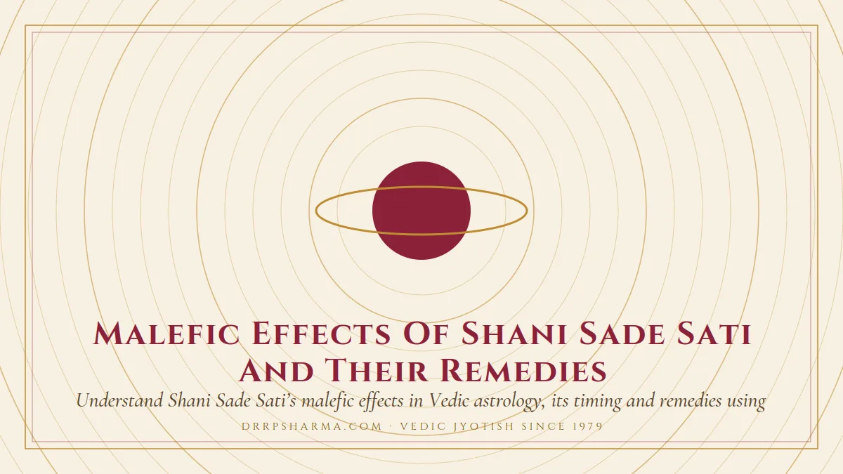 Malefic Effects Of Shani Sade Sati And Their Remedies — a ringed-planet motif on a parchment plate
