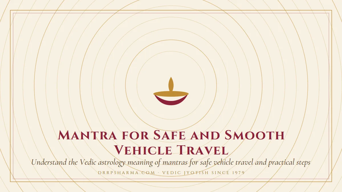 Mantra for Safe and Smooth Vehicle Travel — a lit diya lamp motif on a parchment plate