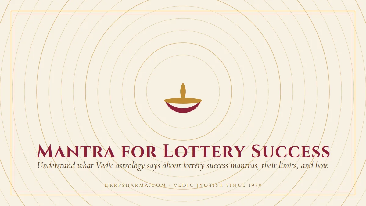 Mantra for Lottery Success — a lit diya lamp motif on a parchment plate