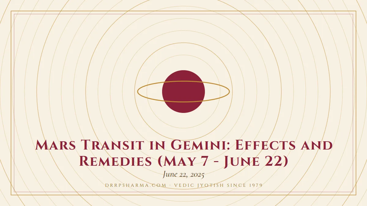 Mars Transit in Gemini: Effects and Remedies (May 7 - June 22) — a ringed-planet motif on a parchment plate