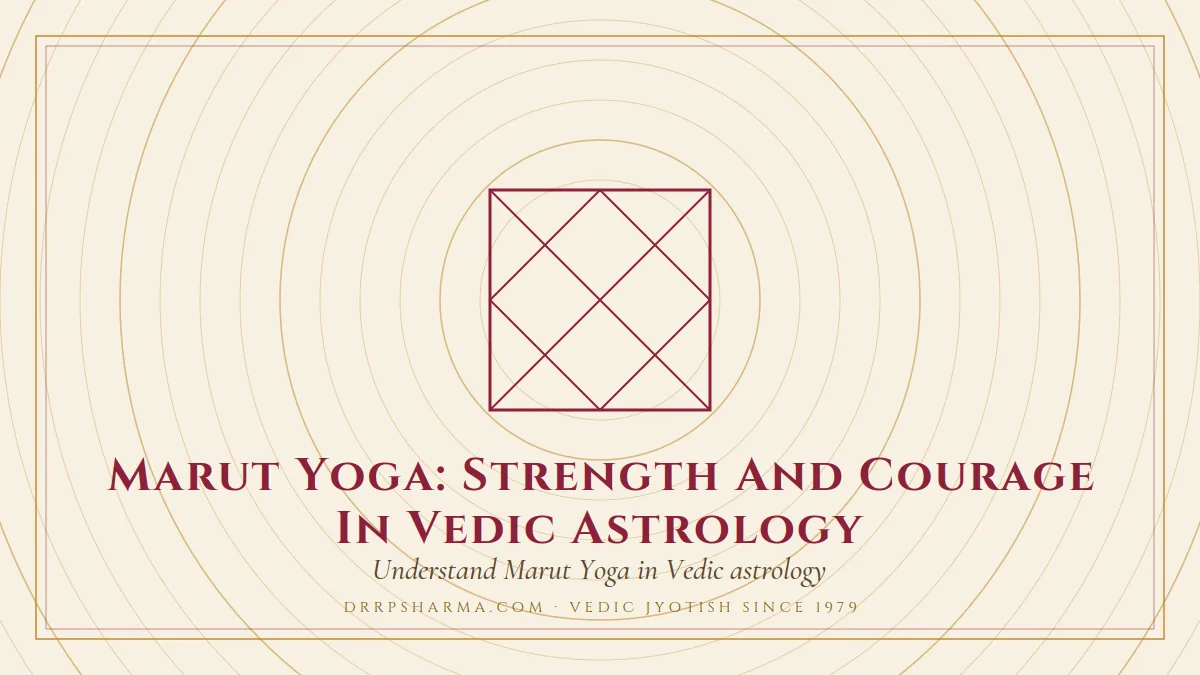 Marut Yoga — a Vedic birth-chart (kundli) diagram motif on a parchment plate