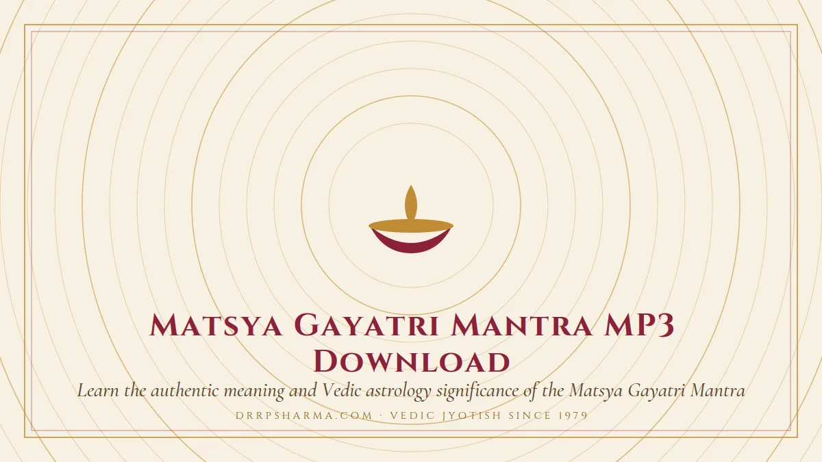 Matsya Gayatri Mantra MP3 Download — a lit diya lamp motif on a parchment plate