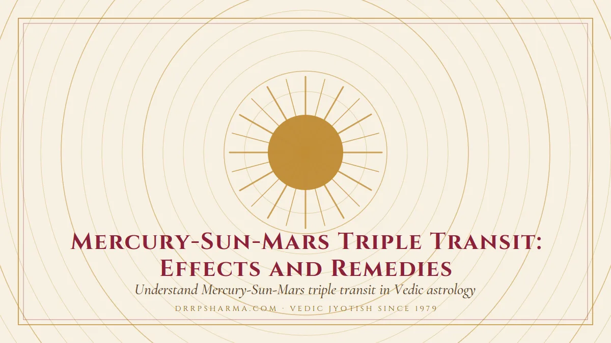 Mercury-Sun-Mars Triple Transit: Effects and Remedies — a golden sun motif on a parchment plate
