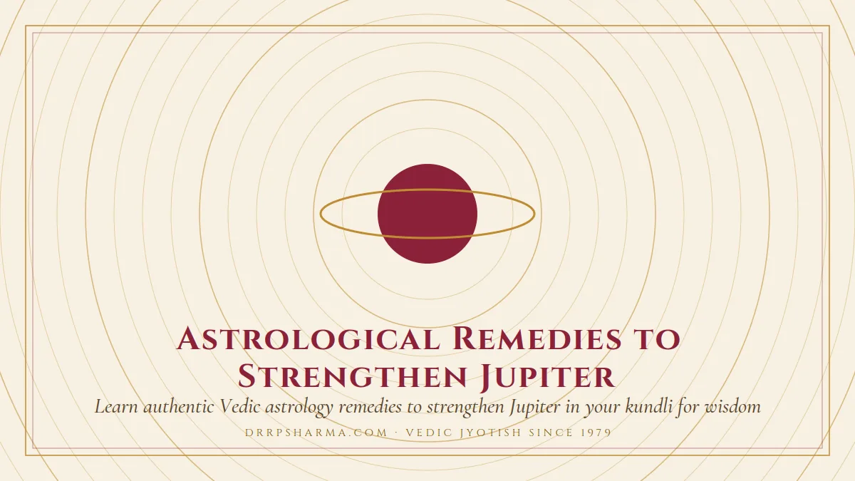 Astrological Remedies to Strengthen Jupiter — a ringed-planet motif on a parchment plate