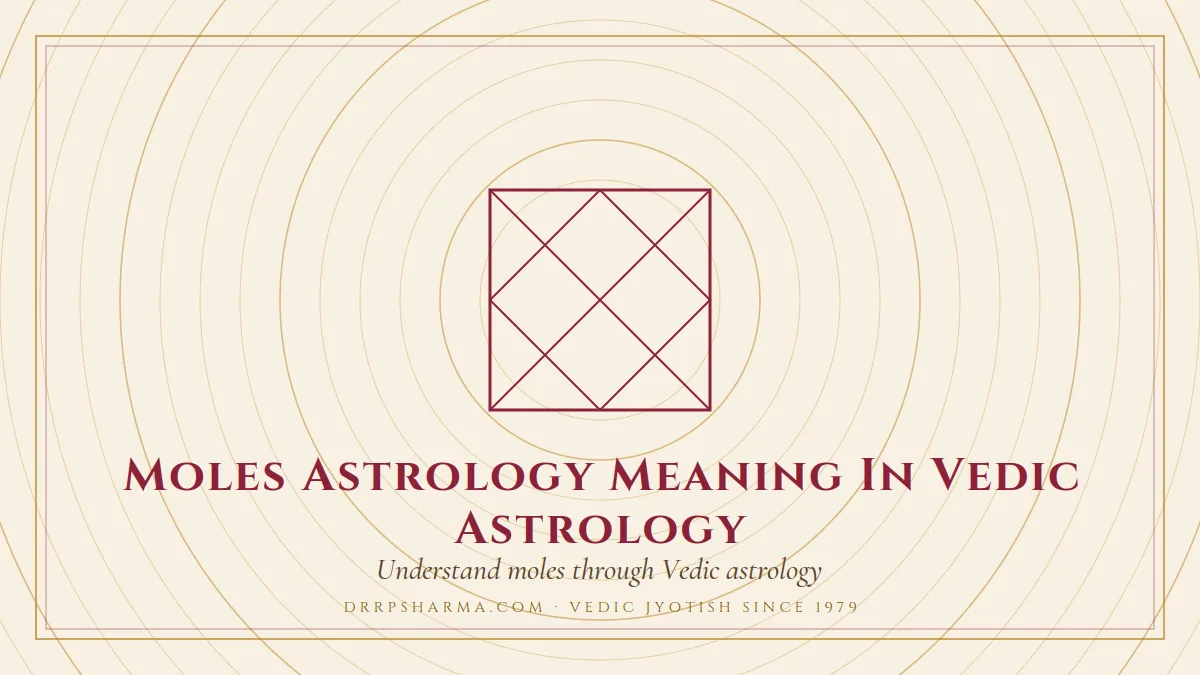 Moles Astrology Meaning In Vedic Astrology — a Vedic birth-chart (kundli) diagram motif on a parchment plate