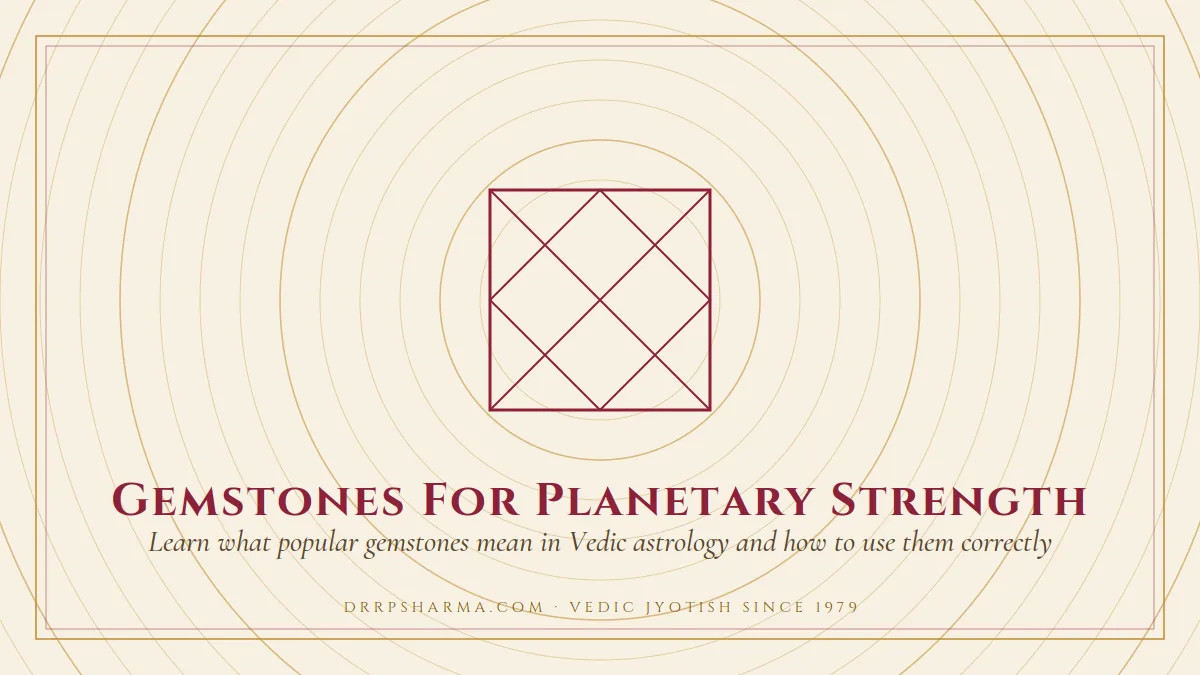 Gemstones For Planetary Strength — a Vedic birth-chart (kundli) diagram motif on a parchment plate