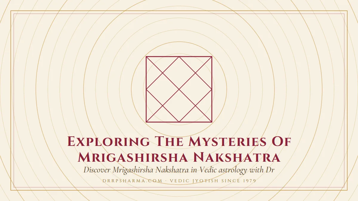 Exploring The Mysteries Of Mrigashirsha Nakshatra — a Vedic birth-chart (kundli) diagram motif on a parchment plate