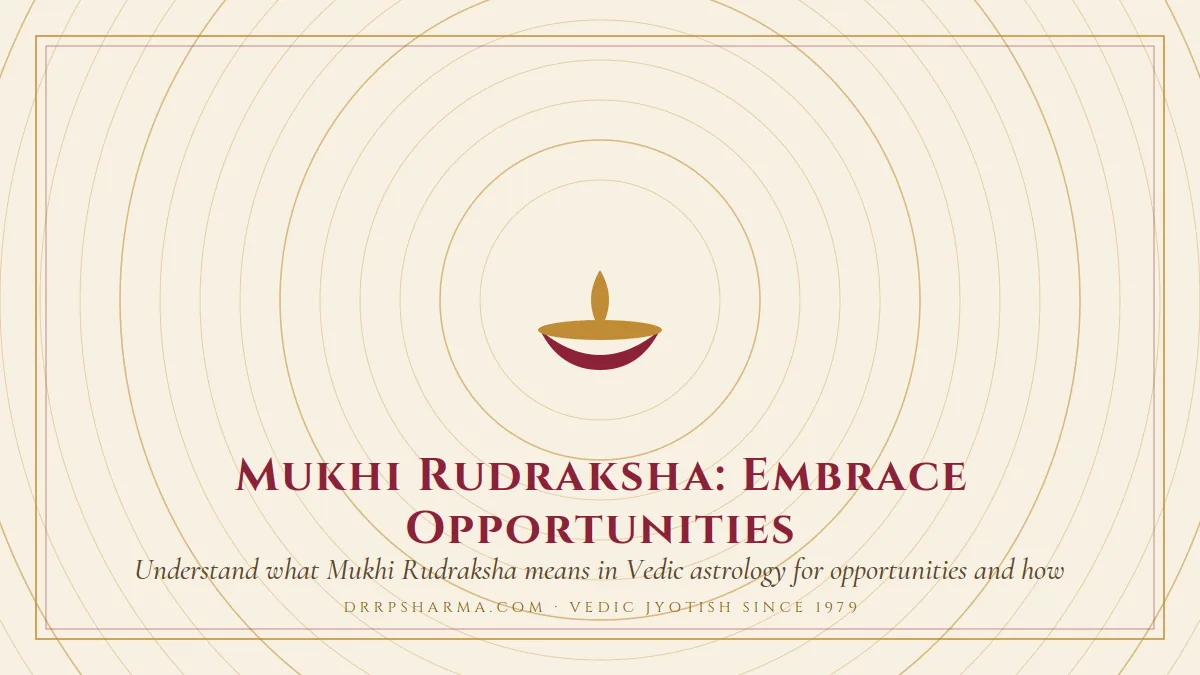 Mukhi Rudraksha: Embrace Opportunities — a lit diya lamp motif on a parchment plate