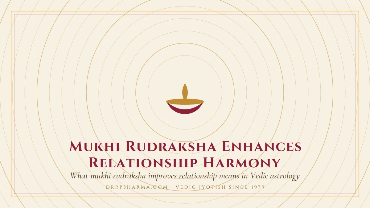 Mukhi Rudraksha Enhances Relationship Harmony — a lit diya lamp motif on a parchment plate
