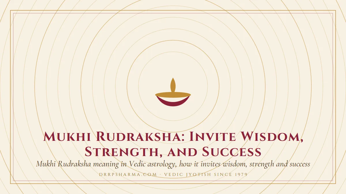 Mukhi Rudraksha: Invite Wisdom, Strength, and Success — a lit diya lamp motif on a parchment plate