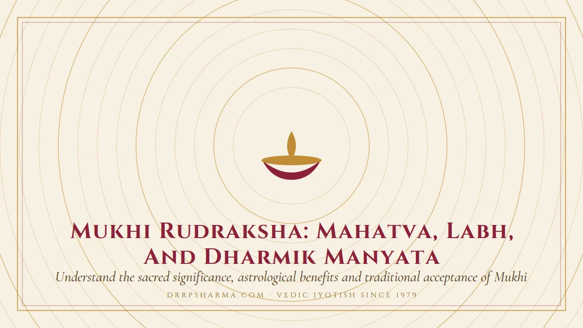 Mukhi Rudraksha: Mahatva, Labh, And Dharmik Manyata — a lit diya lamp motif on a parchment plate