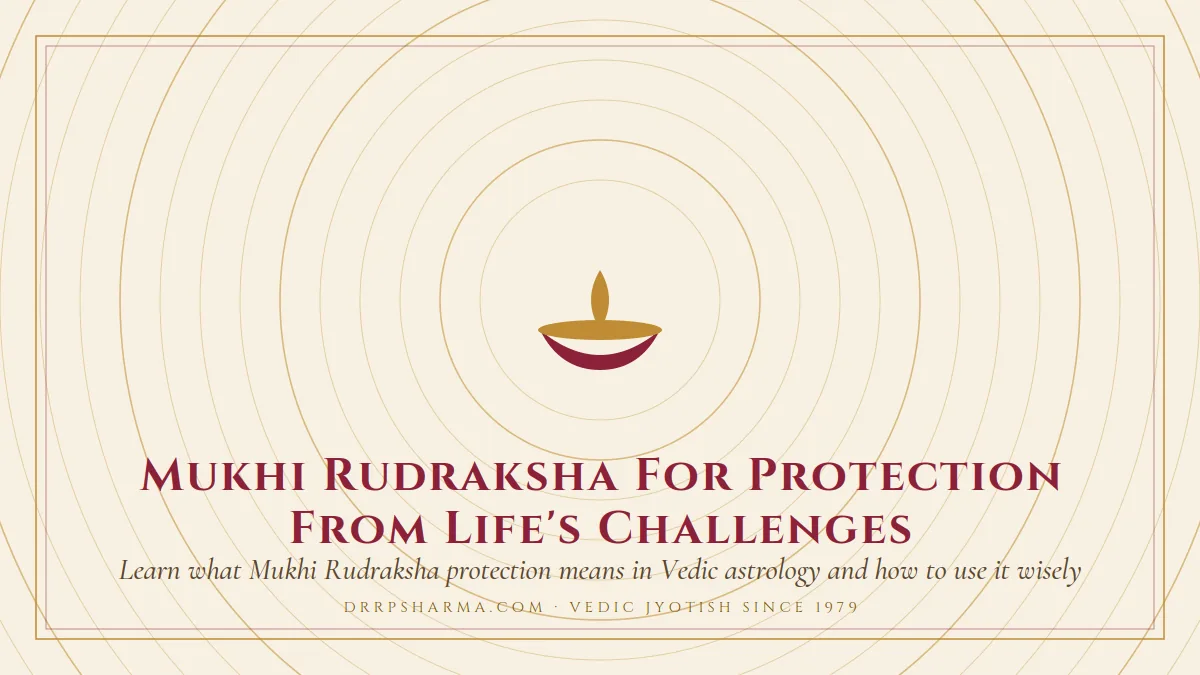 Mukhi Rudraksha For Protection From Life's Challenges — a lit diya lamp motif on a parchment plate