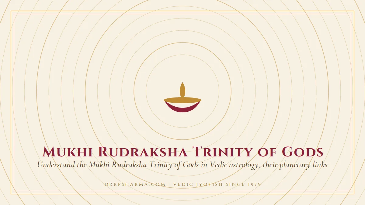 Mukhi Rudraksha Trinity of Gods — a lit diya lamp motif on a parchment plate