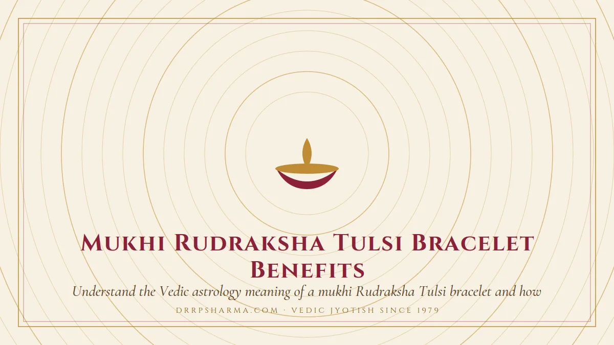 Mukhi Rudraksha Tulsi Bracelet Benefits — a lit diya lamp motif on a parchment plate