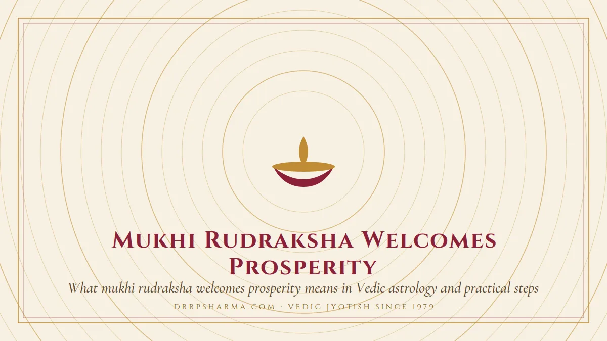 Mukhi Rudraksha Welcomes Prosperity — a lit diya lamp motif on a parchment plate