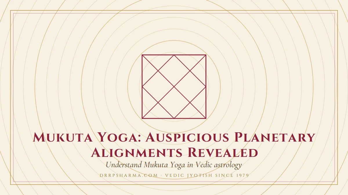 Mukuta Yoga — a Vedic birth-chart (kundli) diagram motif on a parchment plate