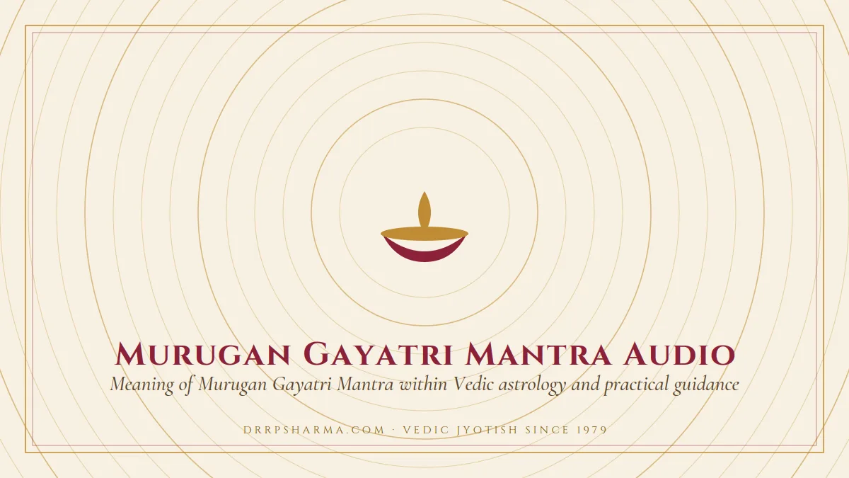 Murugan Gayatri Mantra Audio — a lit diya lamp motif on a parchment plate