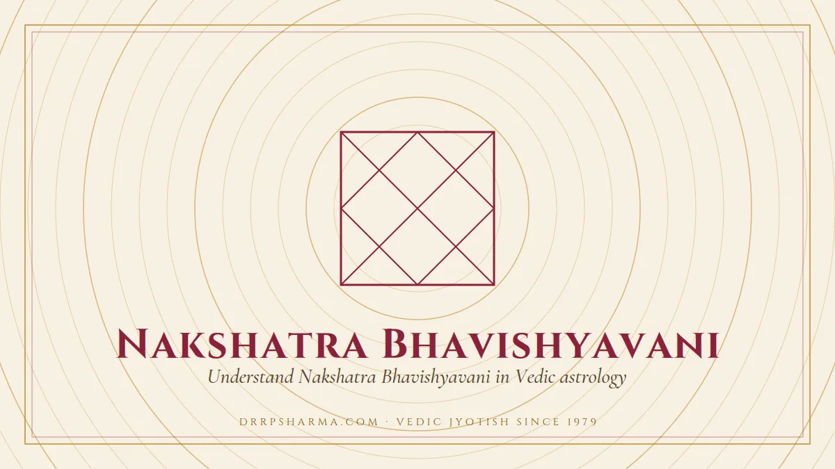 Nakshatra Bhavishyavani — a Vedic birth-chart (kundli) diagram motif on a parchment plate