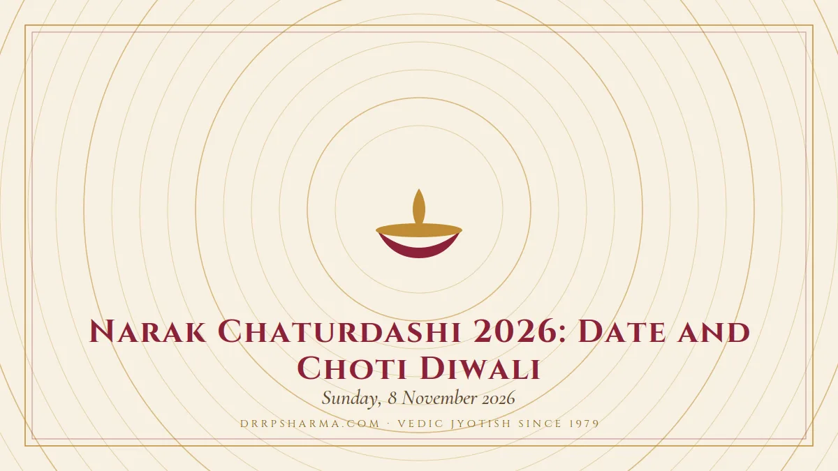Narak Chaturdashi 2026: Date and Choti Diwali — a lit diya lamp motif on a parchment plate
