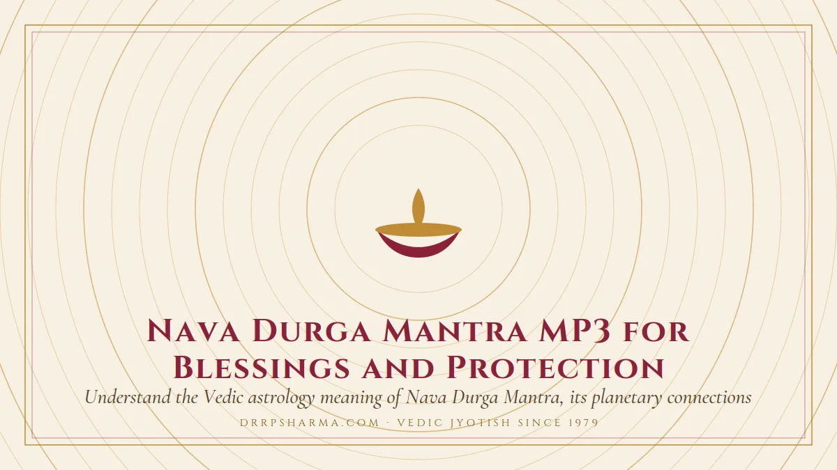 Nava Durga Mantra MP3 for Blessings and Protection — a lit diya lamp motif on a parchment plate