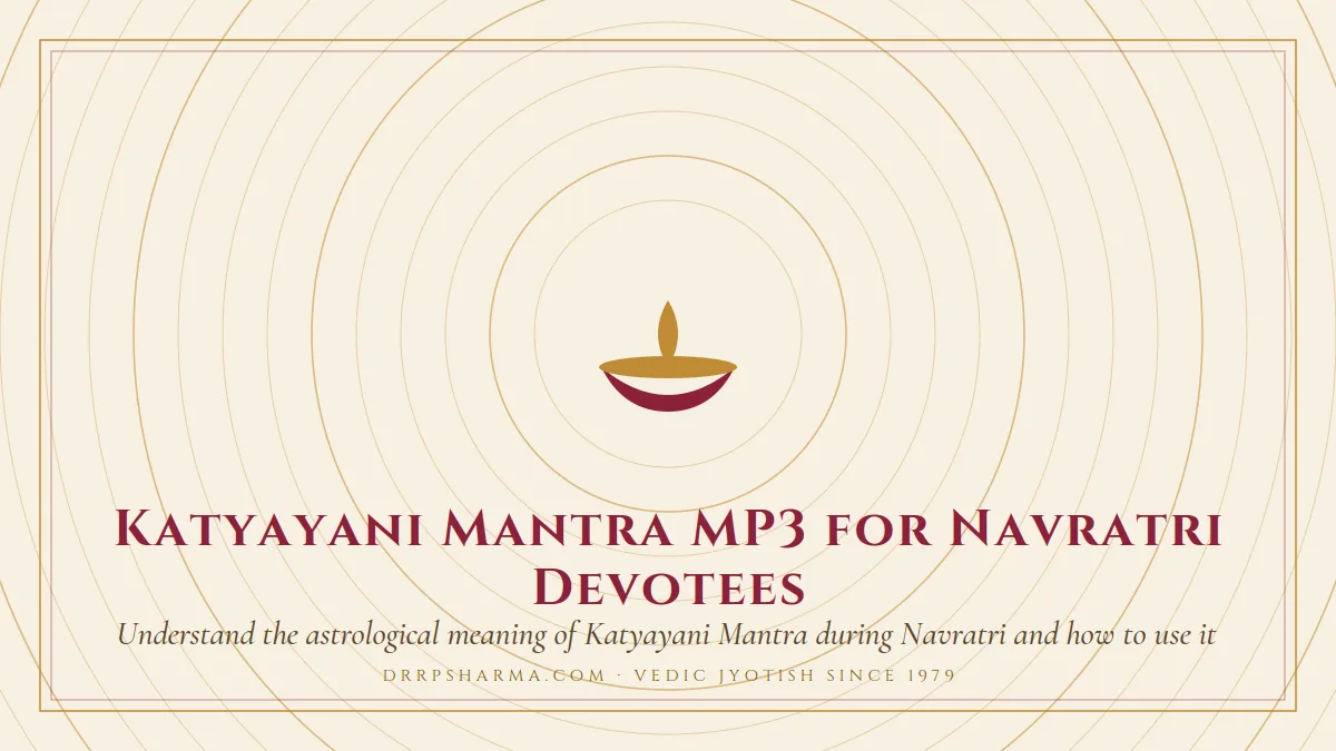 Katyayani Mantra MP3 for Navratri Devotees — a lit diya lamp motif on a parchment plate
