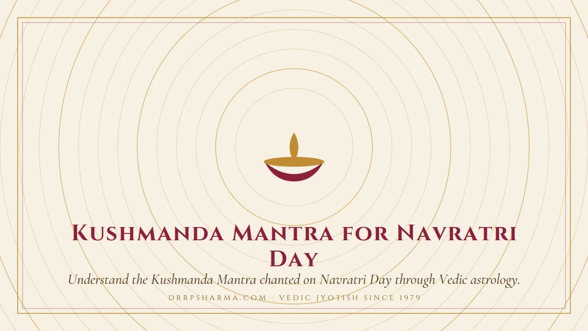 Kushmanda Mantra for Navratri Day — a lit diya lamp motif on a parchment plate