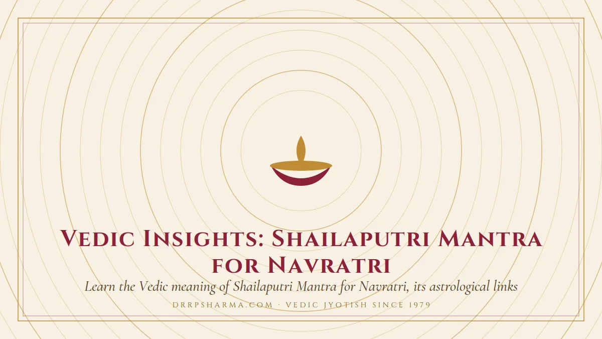 Vedic Insights: Shailaputri Mantra for Navratri — a lit diya lamp motif on a parchment plate