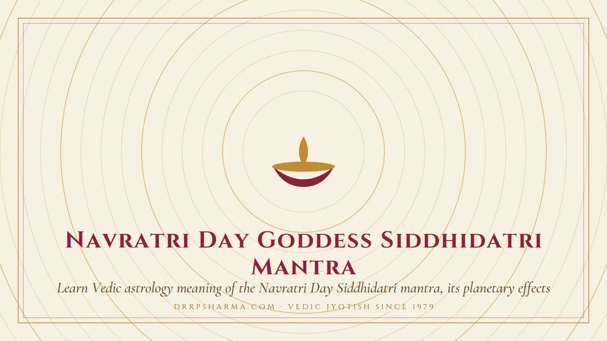 Navratri Day Goddess Siddhidatri Mantra — a lit diya lamp motif on a parchment plate