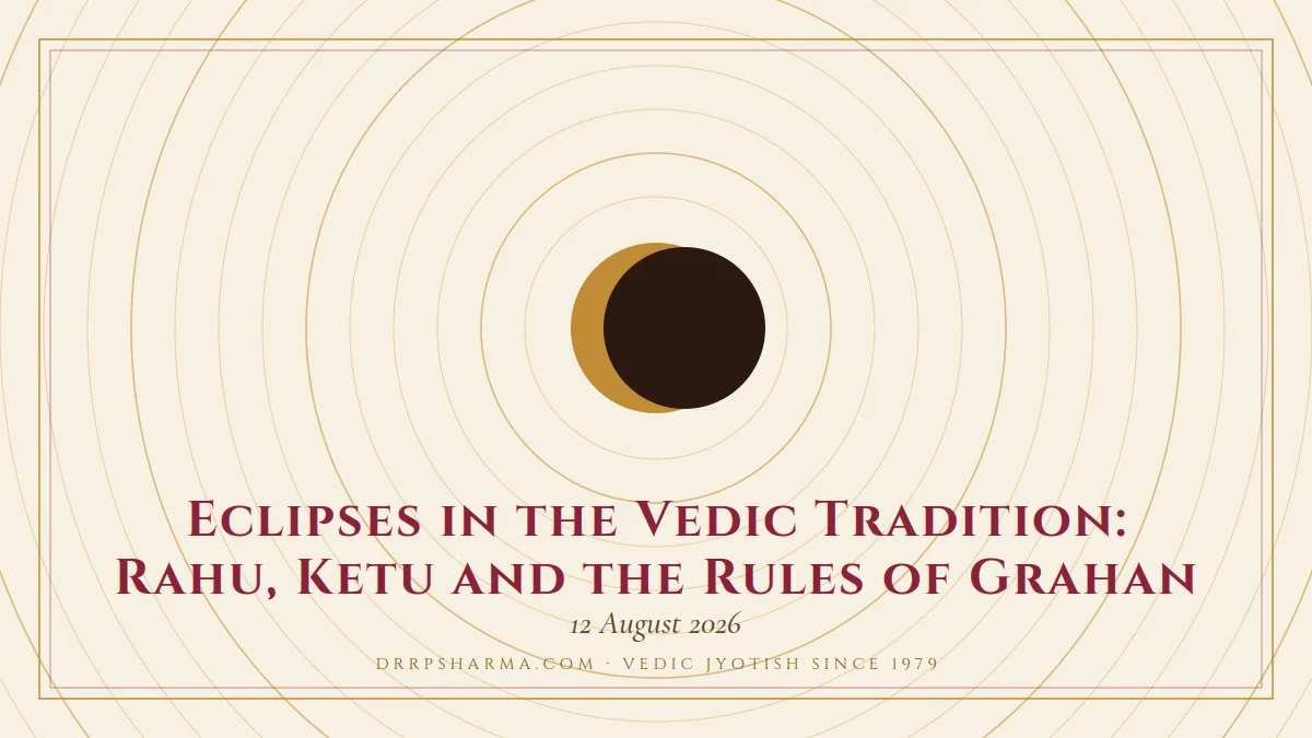 Eclipses in the Vedic Tradition: Rahu, Ketu and the Rules of Grahan — an eclipse motif on a parchment plate