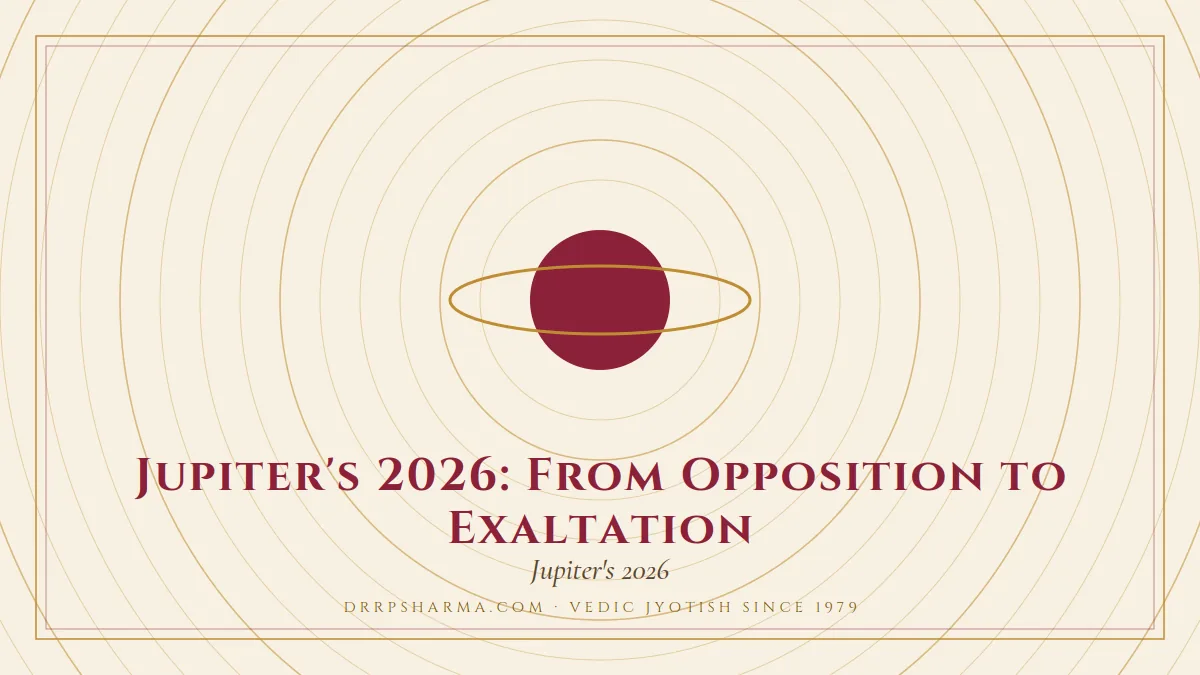 Jupiter's 2026: From Opposition to Exaltation — a ringed-planet motif on a parchment plate