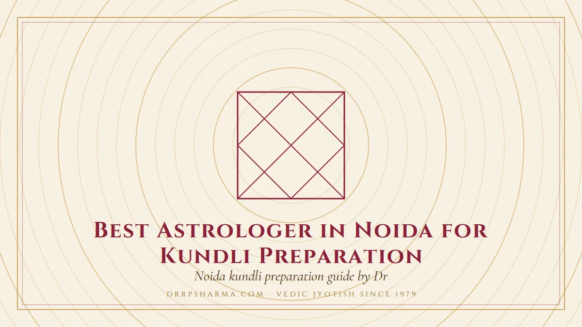 Best Astrologer in Noida for Kundli Preparation — a Vedic birth-chart (kundli) diagram motif on a parchment plate