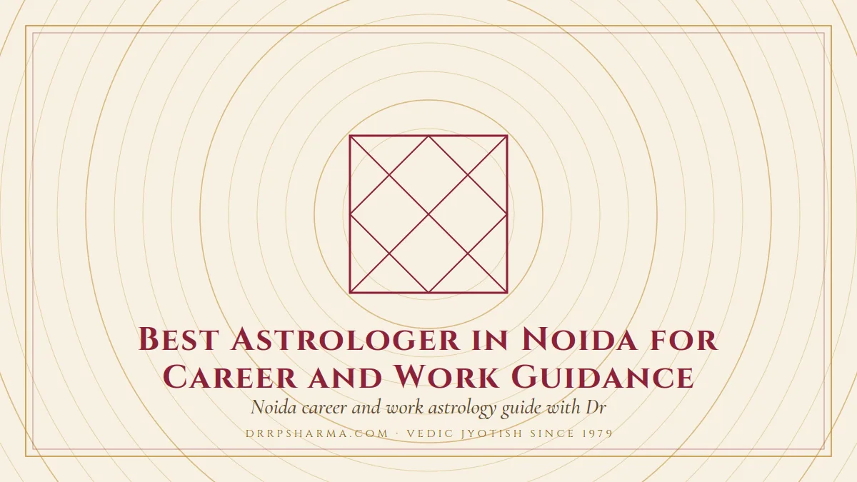 Best Astrologer in Noida for Career and Work Guidance — a Vedic birth-chart (kundli) diagram motif on a parchment plate