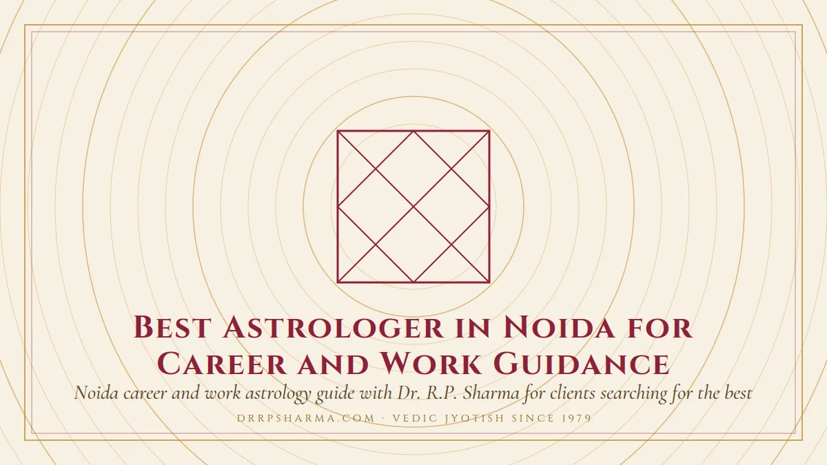 Best Astrologer in Noida for Career and Work Guidance — a Vedic birth-chart (kundli) diagram motif on a parchment plate
