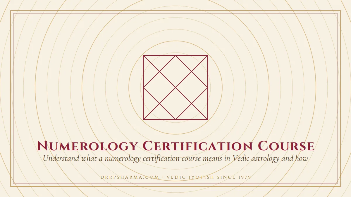 Numerology Certification Course — a Vedic birth-chart (kundli) diagram motif on a parchment plate