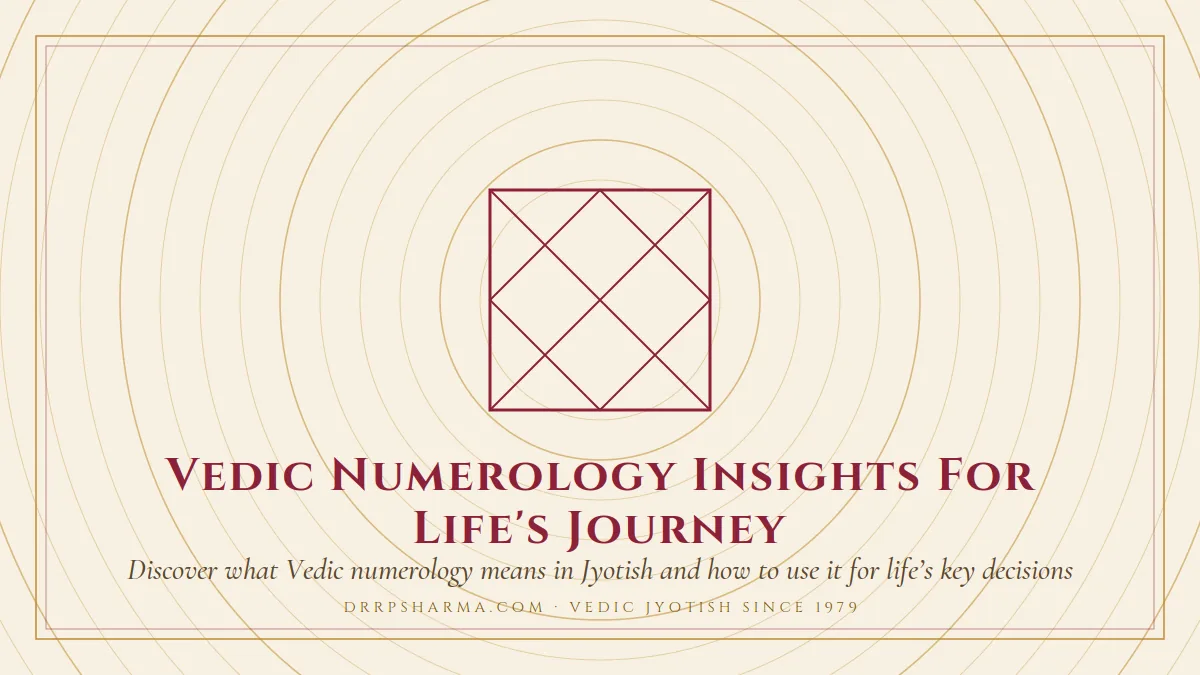 Vedic Numerology Insights For Life's Journey — a Vedic birth-chart (kundli) diagram motif on a parchment plate