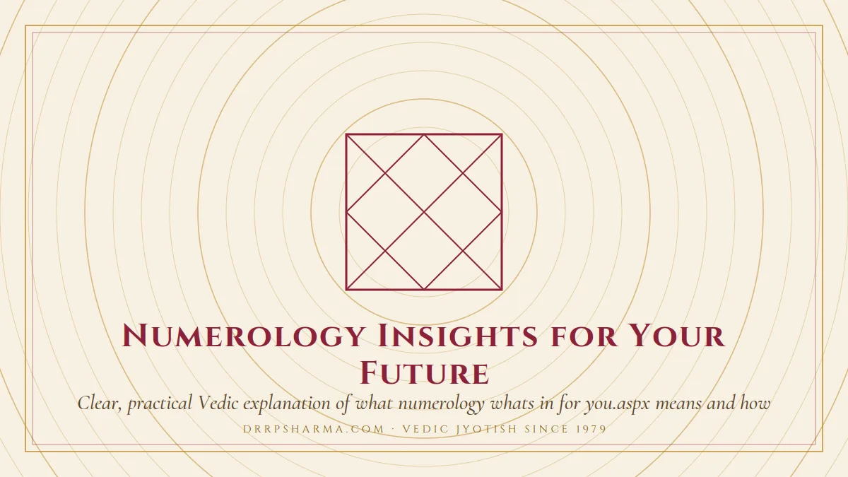 Numerology Insights for Your Future — a Vedic birth-chart (kundli) diagram motif on a parchment plate