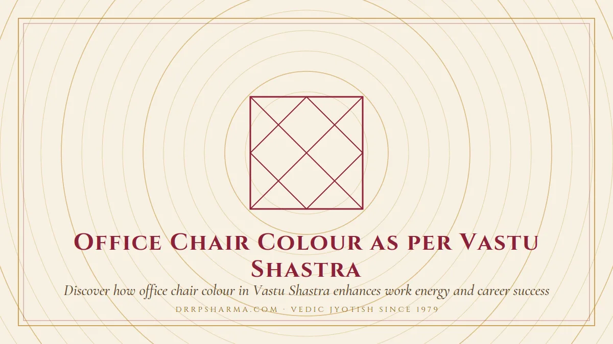 Office Chair Colour as per Vastu Shastra — a Vedic birth-chart (kundli) diagram motif on a parchment plate