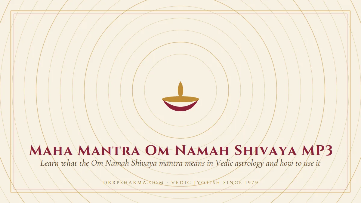 Maha Mantra Om Namah Shivaya MP3 — a lit diya lamp motif on a parchment plate