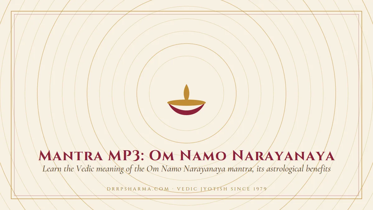 Mantra MP3: Om Namo Narayanaya — a lit diya lamp motif on a parchment plate