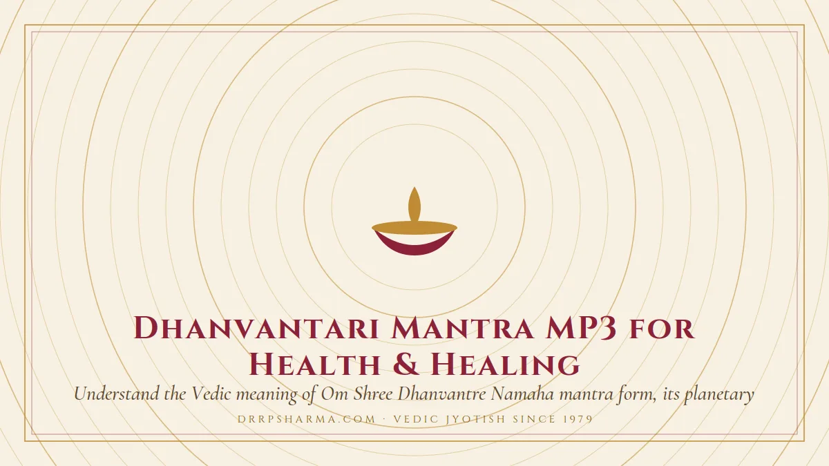 Dhanvantari Mantra MP3 for Health & Healing — a lit diya lamp motif on a parchment plate