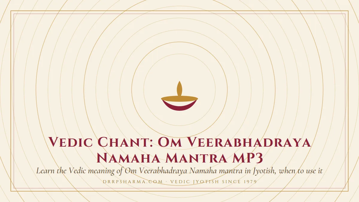 Vedic Chant: Om Veerabhadraya Namaha Mantra MP3 — a lit diya lamp motif on a parchment plate