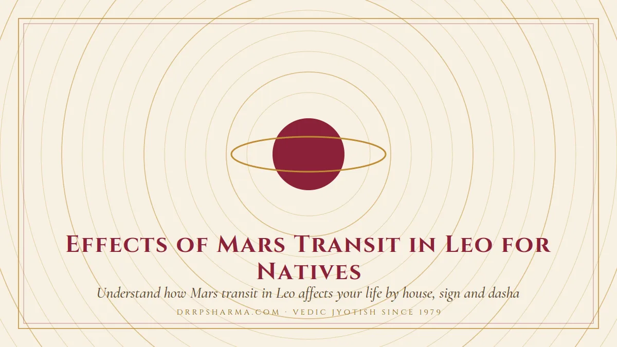Effects of Mars Transit in Leo for Natives — a ringed-planet motif on a parchment plate