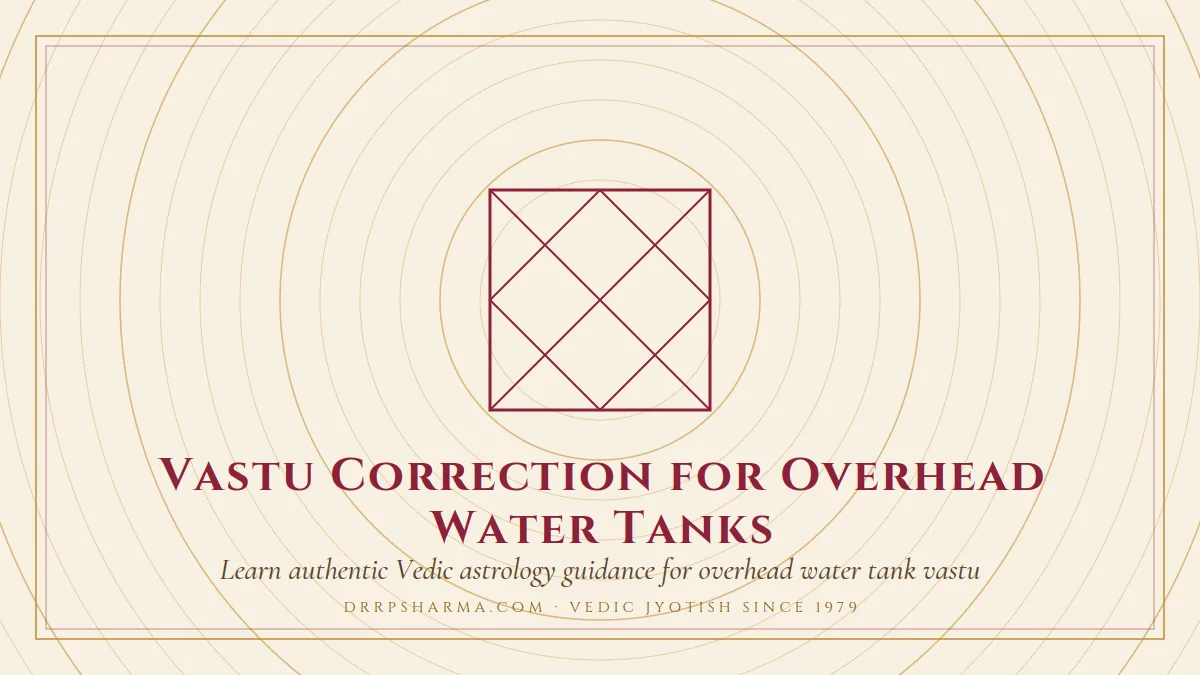 Overhead Tank Vastu — a Vedic birth-chart (kundli) diagram motif on a parchment plate